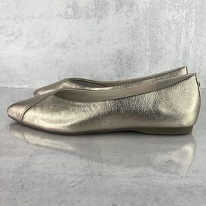 Birdies The Goldfinch Women's 8.5 Shoes Gold Leather Pointed Ballet Flats